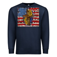 Navy jesus christ with american flag Premium Sweatshirt - TumblerDesignByShophia