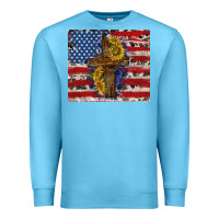 Ocean Blue jesus christ with american flag Premium Sweatshirt - TumblerDesignByShophia