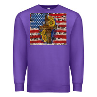 Purple jesus christ with american flag Premium Sweatshirt - TumblerDesignByShophia