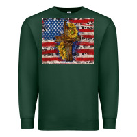 Sports Green jesus christ with american flag Premium Sweatshirt - TumblerDesignByShophia