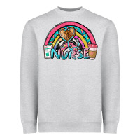 Heather Grey nurse rainbow Heavyweight Sweatshirt - NancyCooperArtShop