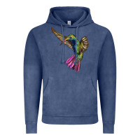 Vintage Denim Flying Ruby Throated Hummingbird Vintage Hoodie - LillyAllenDesigns