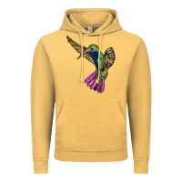 Vintage Mustard Flying Ruby Throated Hummingbird Vintage Hoodie - LillyAllenDesigns
