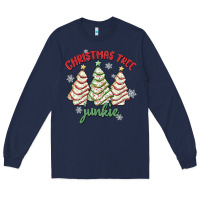 Navy christmas tree junkie Long Sleeve Tee - MaliasSmallBusiness