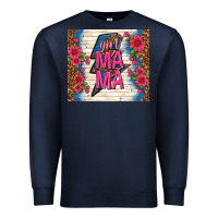 Navy girl mama thunder with flowers Premium Sweatshirt - TumblerDesignByShophia