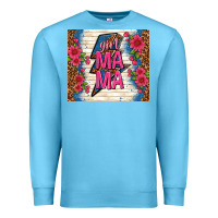 Ocean Blue girl mama thunder with flowers Premium Sweatshirt - TumblerDesignByShophia