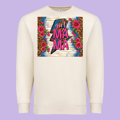 Girl Mama Thunder With Flowers Premium Sweatshirt Designed By Tumblerdesignbyshophia