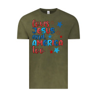 Vintage Olive love jesus and america too Vintage Tee - JahusDesignShop