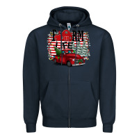 Navy Farm Life Christmas Zipper Hoodie - Bettercallsaul