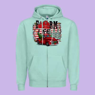 Farm Life Christmas Zipper Hoodie Designed By Bettercallsaul