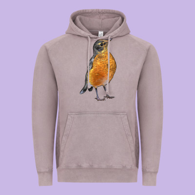 American Robin Bird Vintage Hoodie Designed By Lillyallendesigns