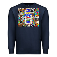 Navy autism mom puzzle ribbon Premium Sweatshirt - TumblerDesignByShophia