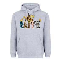 Heather Grey Faith USA sunflower 4th of july Heavyweight Hoodie - HowdyJamesFarm