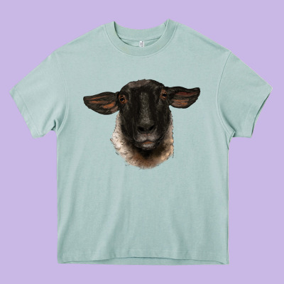 Suffolk Ewe Head Heavy Core Tee Designed By Barkaloodesign