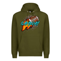 Army Green Game day leopard fire and ball Premium Hoodie - HowdyJamesFarm