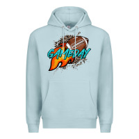 Blue Mist Game day leopard fire and ball Premium Hoodie - HowdyJamesFarm
