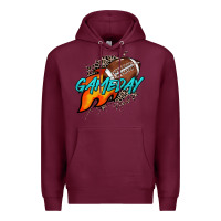 Burgundy Game day leopard fire and ball Premium Hoodie - HowdyJamesFarm