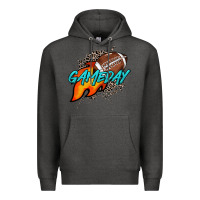 Charcoal Heather Game day leopard fire and ball Premium Hoodie - HowdyJamesFarm