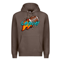 Coffee Game day leopard fire and ball Premium Hoodie - HowdyJamesFarm