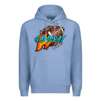 Colony Blue Game day leopard fire and ball Premium Hoodie - HowdyJamesFarm