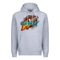 Heather Grey Game day leopard fire and ball Premium Hoodie - HowdyJamesFarm