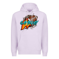 Lilac Game day leopard fire and ball Premium Hoodie - HowdyJamesFarm