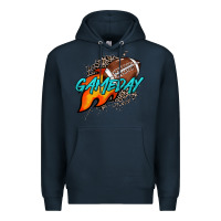 Navy Game day leopard fire and ball Premium Hoodie - HowdyJamesFarm