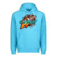 Ocean Blue Game day leopard fire and ball Premium Hoodie - HowdyJamesFarm