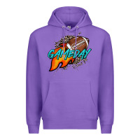 Purple Game day leopard fire and ball Premium Hoodie - HowdyJamesFarm