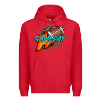 Red Game day leopard fire and ball Premium Hoodie - HowdyJamesFarm