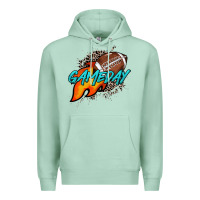 Seafoam Game day leopard fire and ball Premium Hoodie - HowdyJamesFarm