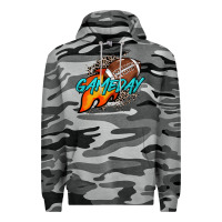 Slate Camo Game day leopard fire and ball Premium Hoodie - HowdyJamesFarm