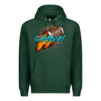 Sports Green Game day leopard fire and ball Premium Hoodie - HowdyJamesFarm