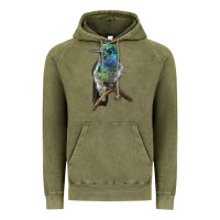 Vintage Olive Ruby Throcuted Hummingbird Vintage Hoodie - LillyAllenDesigns