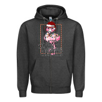 Charcoal Heather Merryy Flocking Christmas Flamingo Zipper Hoodie - Bettercallsaul