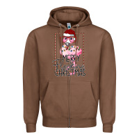 Chestnut Merryy Flocking Christmas Flamingo Zipper Hoodie - Bettercallsaul