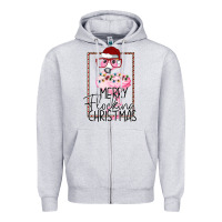 Heather Grey Merryy Flocking Christmas Flamingo Zipper Hoodie - Bettercallsaul