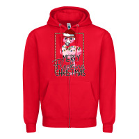 Red Merryy Flocking Christmas Flamingo Zipper Hoodie - Bettercallsaul