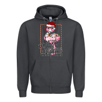 Smoke Merryy Flocking Christmas Flamingo Zipper Hoodie - Bettercallsaul