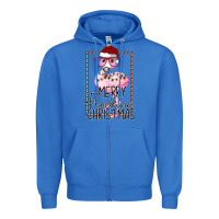 True Royal Merryy Flocking Christmas Flamingo Zipper Hoodie - Bettercallsaul