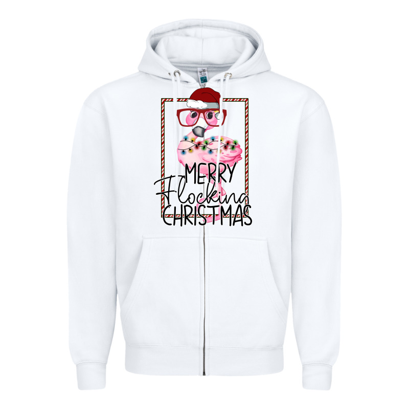 Merryy Flocking Christmas Flamingo Zipper Hoodie by Bettercallsaul | Teevron