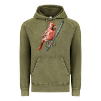 Vintage Olive Northern Cardinal Bird Vintage Hoodie - LillyAllenDesigns