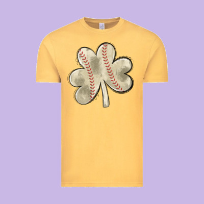 Baseball Distressed Shamrock Vintage Tee Designed By Maliassmallbusiness