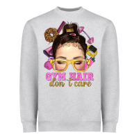 Heather Grey messy bun gym hair dont care Heavyweight Sweatshirt - NancyCooperArtShop
