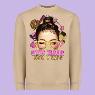 Messy Bun Gym Hair Dont Care Heavyweight Sweatshirt Designed By Nancycooperartshop