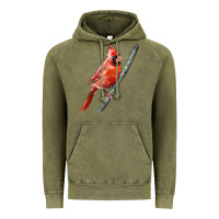 Vintage Olive Northern Cardinal Bird Vintage Hoodie - LillyAllenDesigns