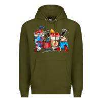 Army Green Lacrosse coffee cups Premium Hoodie - HowdyJamesFarm