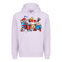 Lilac Lacrosse coffee cups Premium Hoodie - HowdyJamesFarm