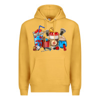 Mustard Lacrosse coffee cups Premium Hoodie - HowdyJamesFarm