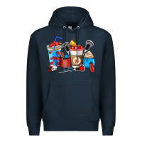 Navy Lacrosse coffee cups Premium Hoodie - HowdyJamesFarm